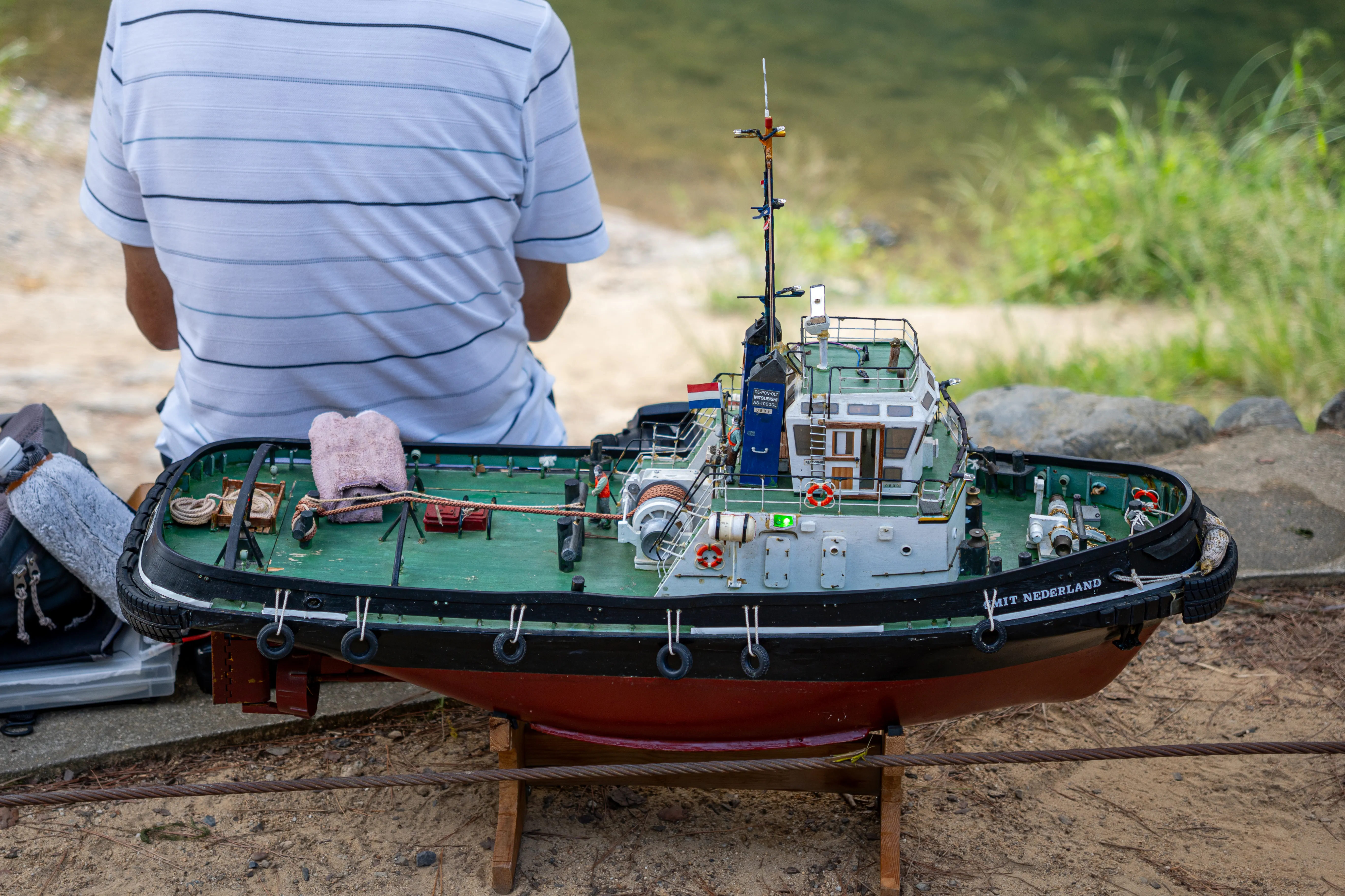 A wooden boat figurine